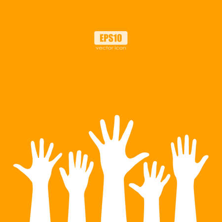 Raised human hands silhouettes vector posterのイラスト素材