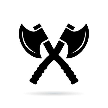 Crossed axes vector icon, old military emblemのイラスト素材