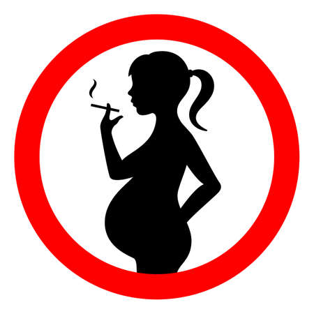 Stop smoking in pregnancy vector signのイラスト素材