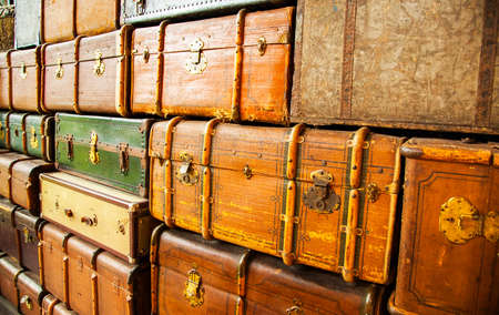 Retro travel trunks abstract background
