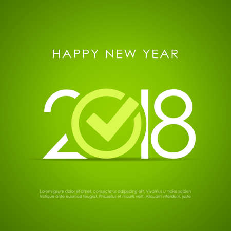 New Year 2018 poster design on green background, vector illustration.のイラスト素材