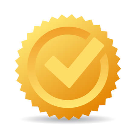 Gold check mark vector iconのイラスト素材