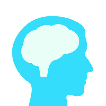 Human head profile and brain vector illustrationのイラスト素材