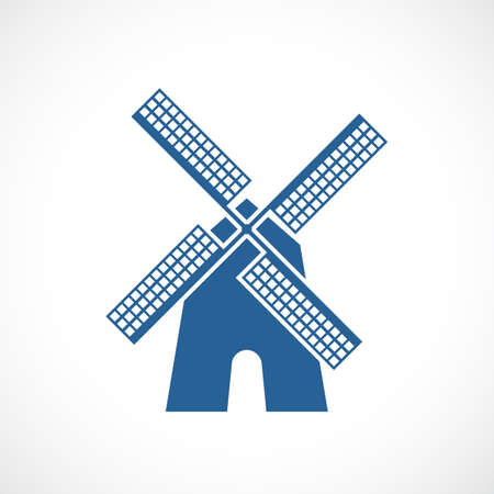 Blue mill vector icon isolated on white background.のイラスト素材