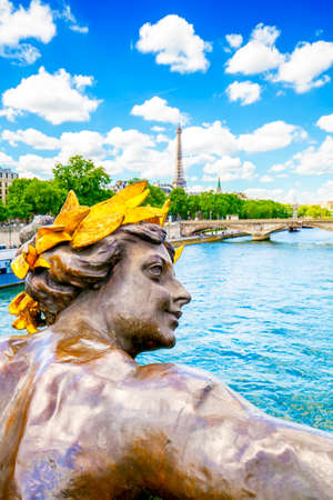 Seine river and city view from Bridge Alexander IIIの写真素材