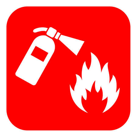 Red square fire extinguisher bannerのイラスト素材