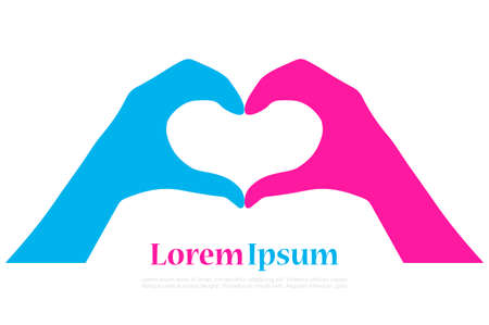 Couple hands showing heart symbolのイラスト素材