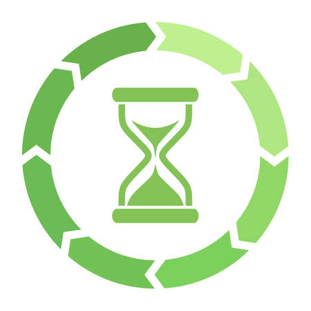 Hourglass loader green vector icon