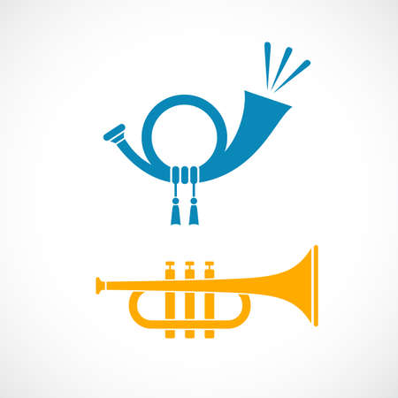 Horn and trumpet vector iconのイラスト素材