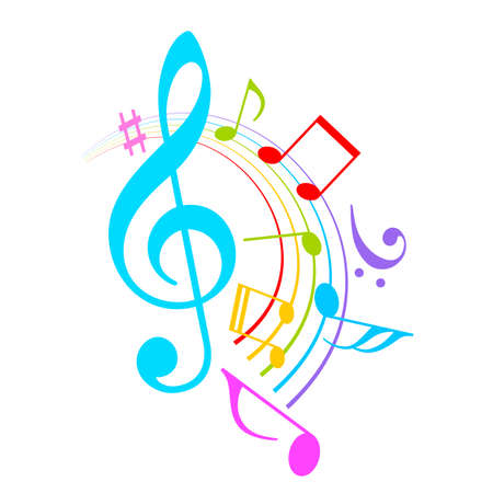 Colorful music notes vector iconのイラスト素材