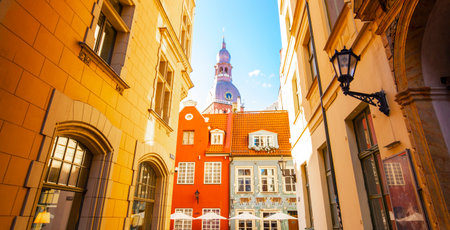 Wide photo of Riga old town, Latvia