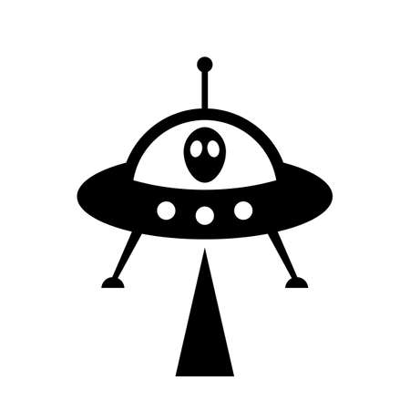 Ufo and alien vector icon isolated on white backgroundのイラスト素材
