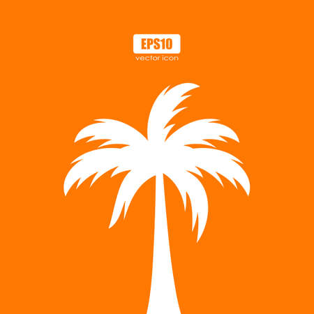 Palm tree silhouette vector poster on orange backgroundのイラスト素材