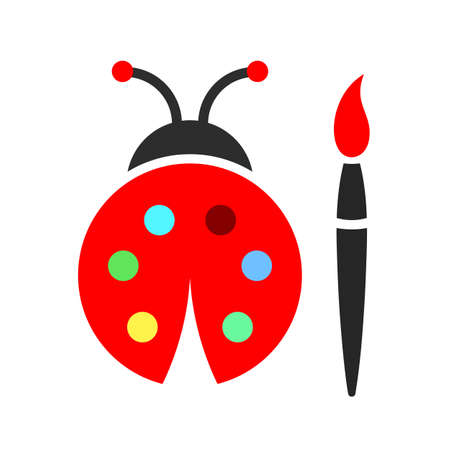 Lady bug and color palette vector icon on white backgroundのイラスト素材