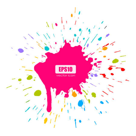 Colorful bursting blot vector cartoon isolated on white backgroundのイラスト素材