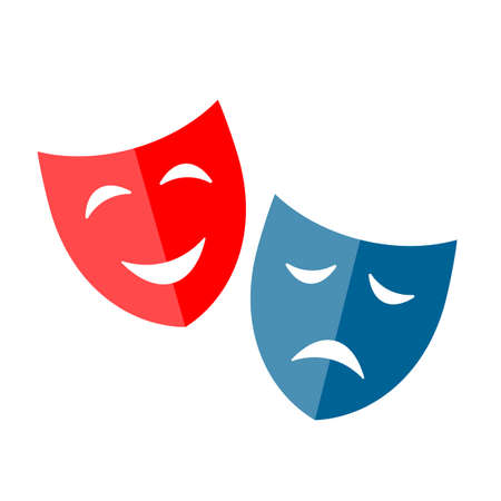 Red and blue vector mask icon on white backgroundのイラスト素材
