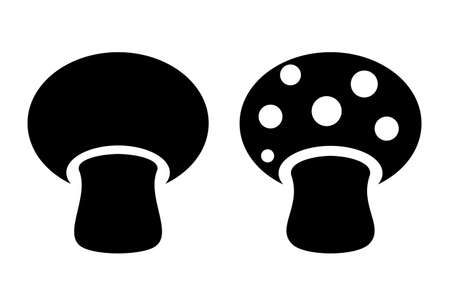 Mushrooms vector icon set on white backgroundのイラスト素材