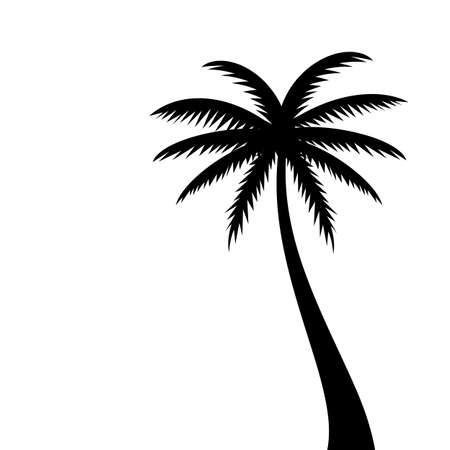 Coconut palm tree vector silhouette on white backgroundのイラスト素材