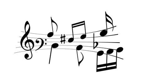 Music notes and melody vector icon isolated on white backgroundのイラスト素材