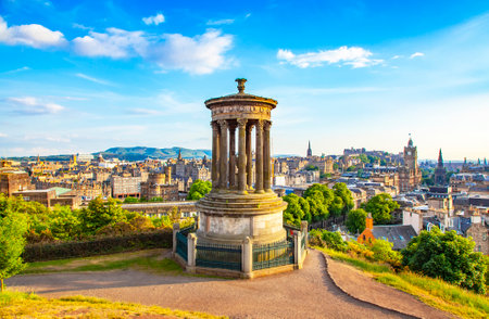 Calton Hill and Edinburgh city view, Scotlandのeditorial素材