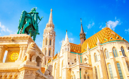 Buda castle and St Matthias Church in Budapest, Hungaryのeditorial素材