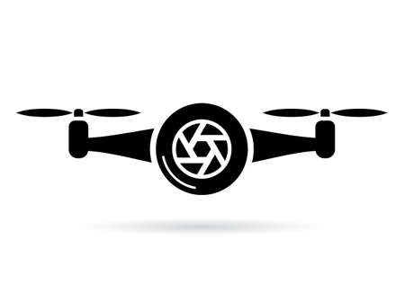 Drone with camera vector icon on white backgroundのイラスト素材