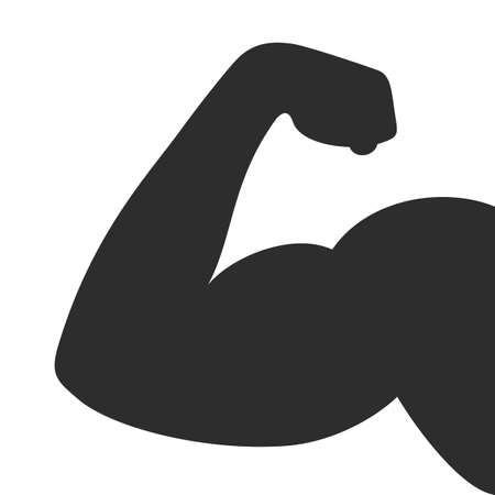 Men flex hand vector silhouette on white backgroundのイラスト素材