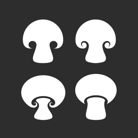 Mushroom silhouette vector icon on black backgroundのイラスト素材