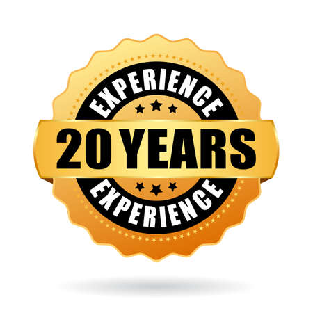 20 years experience vector badge isolated on white backgroundのイラスト素材
