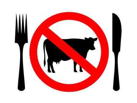 No meat sign, vegetarian concept on white backgroundのイラスト素材