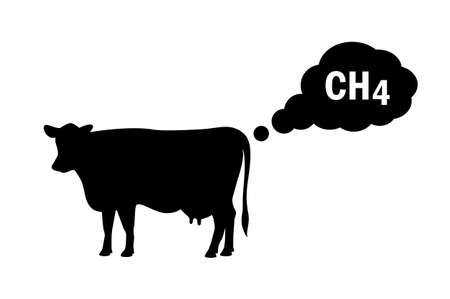 Methane emissions from livestock concept icon on white backgroundのイラスト素材