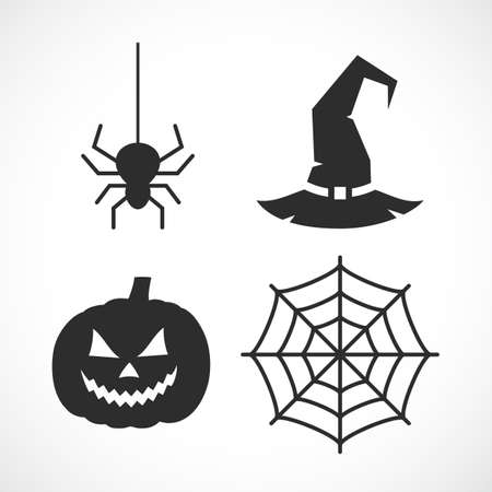 Halloween vector icon set on white backgroundのイラスト素材