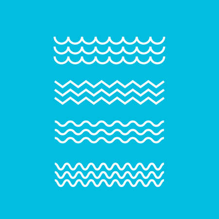 Wave line icon set on blue backgroundのイラスト素材