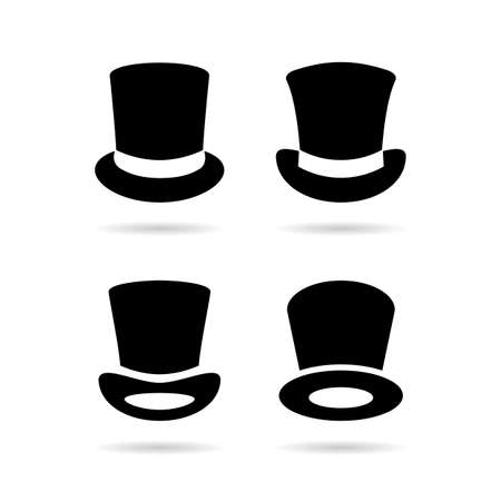 Old style black top hat icons isolated on white backgroundのイラスト素材