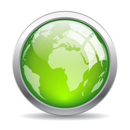 Earth glass web button on white backgroundのイラスト素材