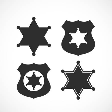 Cop or sheriff badges set isolated on white backgroundのイラスト素材
