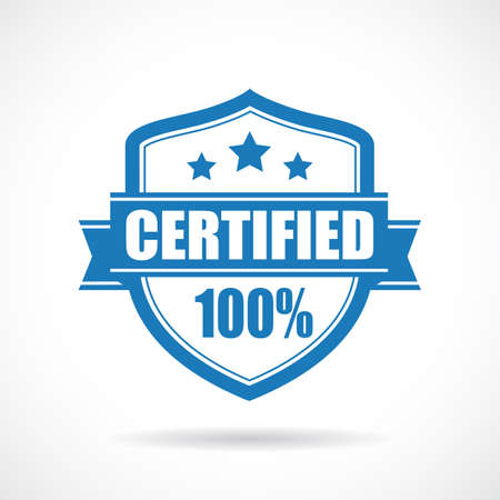 Certified vector shield icon on white backgroundのイラスト素材