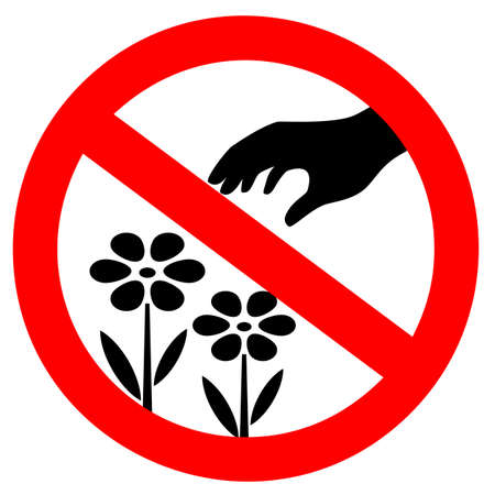 Do not pluck flowers vector sign on white backgroundのイラスト素材