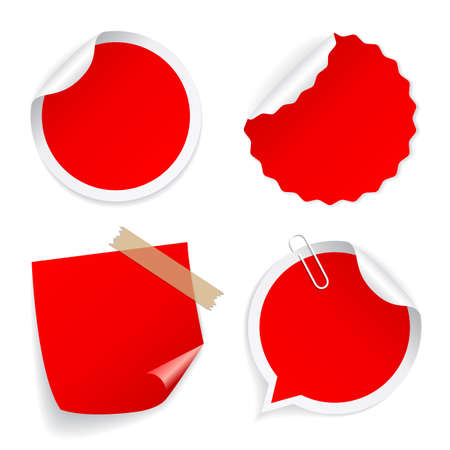 Red round vector sticker collection isolated on white backgroundのイラスト素材