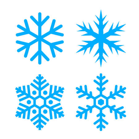 Snowflake blue silhouette vector icons set isolated on white backgroundのイラスト素材