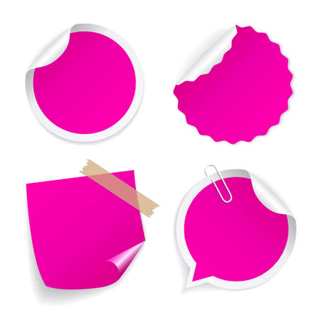 Pink vector stickers set isolated on white backgroundのイラスト素材