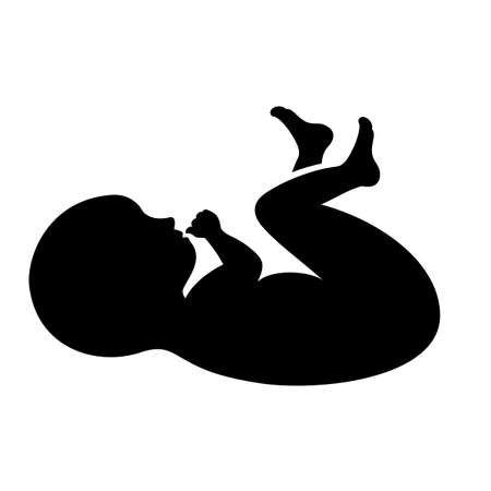 Newborn baby vector silhouette iconのイラスト素材