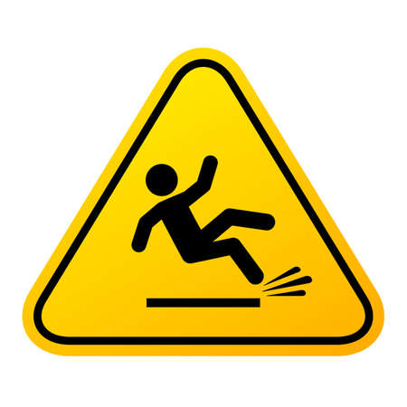 Slippery floor sign, vector illustration isolated on white backgroundのイラスト素材