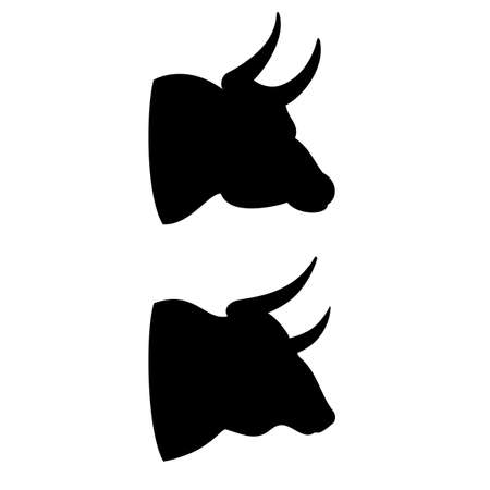 Bull head silhouette vector icons isolated on white backgroundのイラスト素材