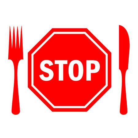 Stop eating icon, diet conceptのイラスト素材
