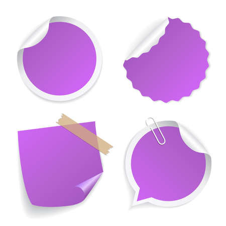 Violet blank stickers set isolated on white backgroundのイラスト素材