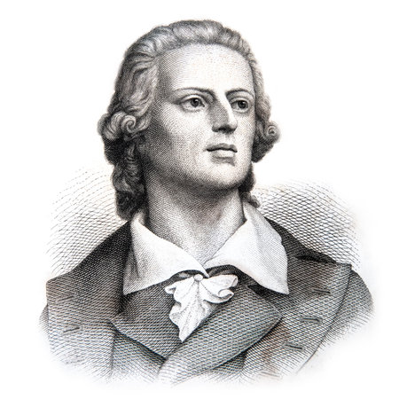 Johann Friedrich von Schiller (1759 â1805), German poet and writer. Picture from Ch. Oeserâs antique book âAesthetische Briefeâ (Esthetic Letters). Published by Friedrich Brandstetter, Leipzig (1874)のeditorial素材