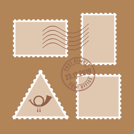 Postal stamp icons set, blank vector templateのイラスト素材