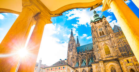 Prague old city and St Vitus Cathedralの写真素材