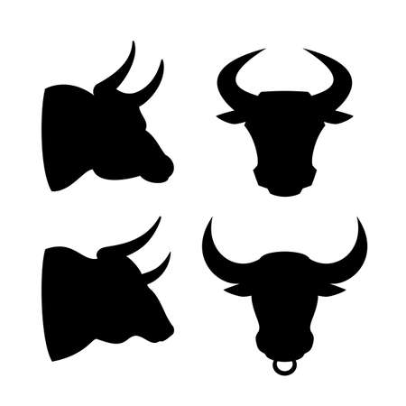 Bull head icons set isolated on white backgroundのイラスト素材